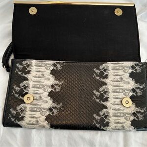 Elegant Black and White Clutch or Wristlet Purse.